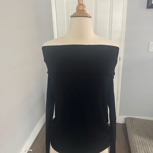 Michael Stars Black Off-the-Shoulder Jersey Blouse